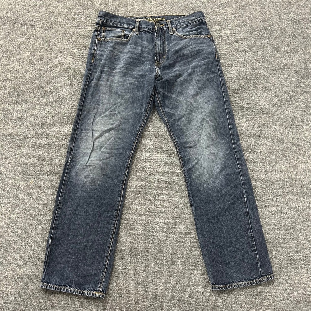 American Eagle Jeans Mens Size 32x32 Blue Relaxed Fit Cotton Dark Wash Straight